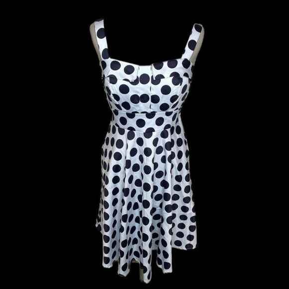 NWT Chetta B pinup style polka dot Dress size 6 lt blue navy retro rocka… - Picture 1 of 6